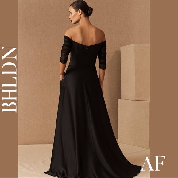 BHLDN BOWDEN SATIN GOWN BLACK NEW NWT SIZES 6 - Picture 3 of 12